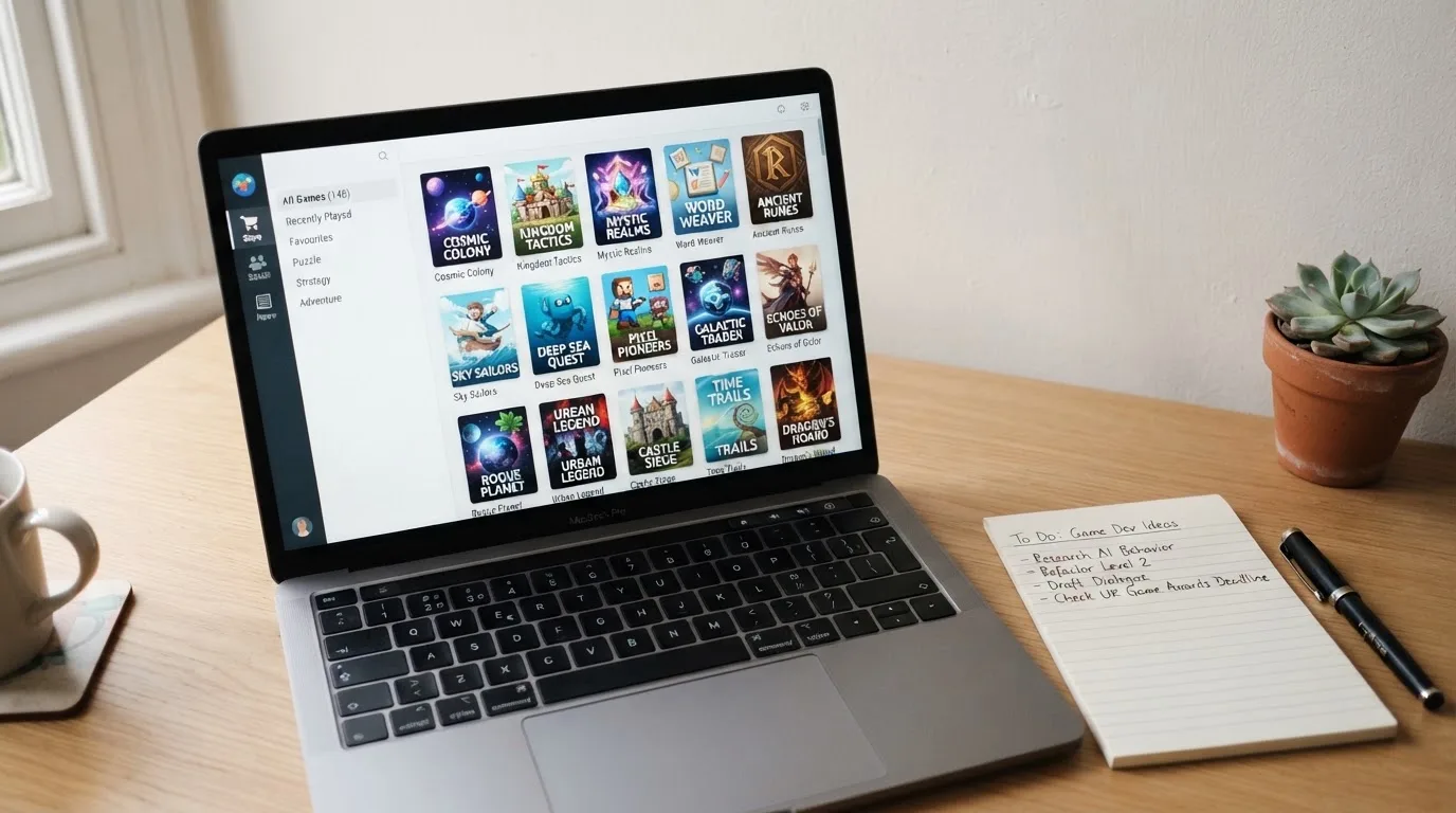 A laptop on a home desk showing a UK online casino comparison page open beside a notepad, with a laptop showing a live casino game show lobby page visible in a browser tab list
